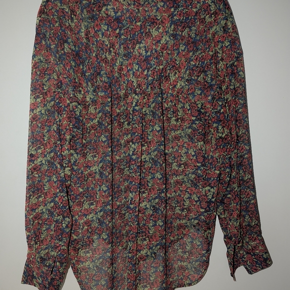 Free People Sheer Rose Floral Hi-low Button up - Picture 3 of 7